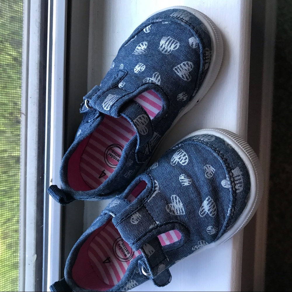 Denim & silver heart shoes